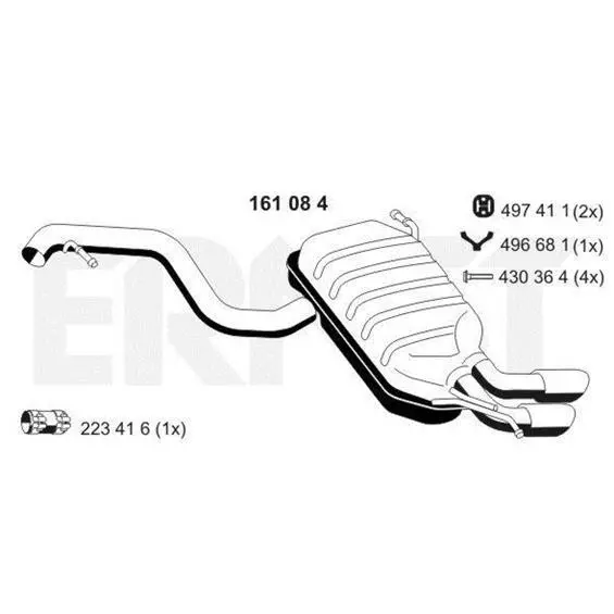 ERNST Endschalldämpfer Nachschalldämpfer z. Bsp. für VW