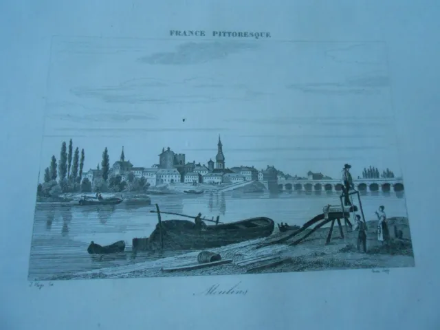 Gravure 1850 - Vue de Moulins