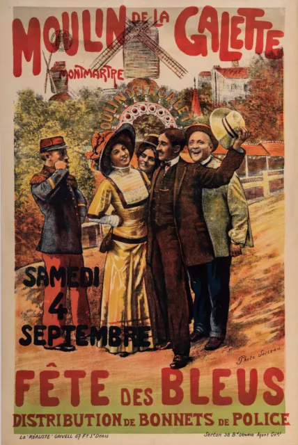 Affiche Originale - Paul Sescau - Moulin de la Galette Paris - Guinguette - 1897