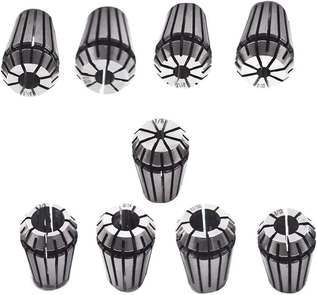 9Pcs ER16 Spring Collet Set 1/8-3/8" CNC Milling Lathe Tool Engraving Machine 1/