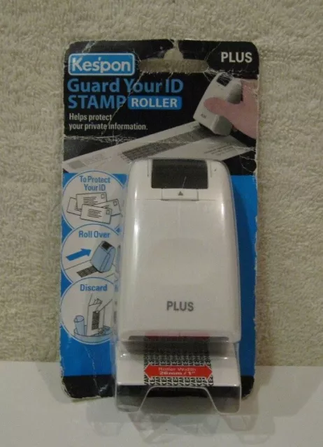 Kespon PLUS  Guard Your ID STAMP ROLLER NEW IN SEALED PKG. White