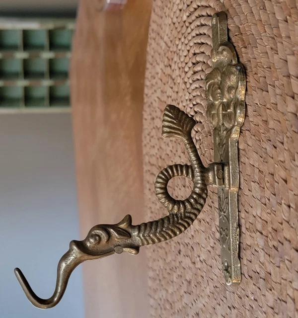 Vintage Brass Wall Hook, Hat Hook, Coat Hook - Dragon, Fish Style