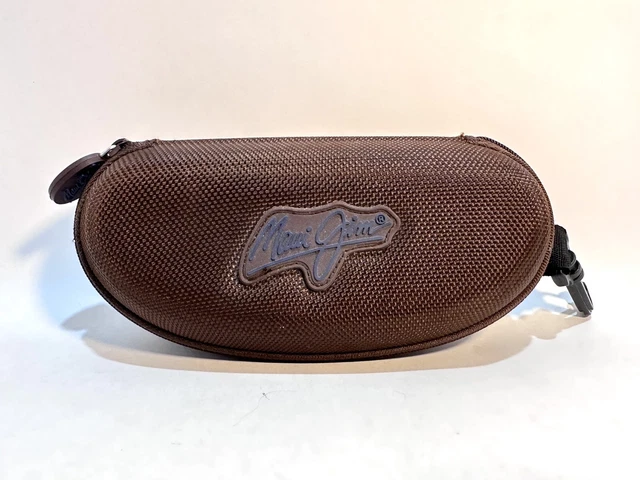 Gafas de sol Maui Jim con cremallera redondo clip marrón gafas estuche protector rígido solamente