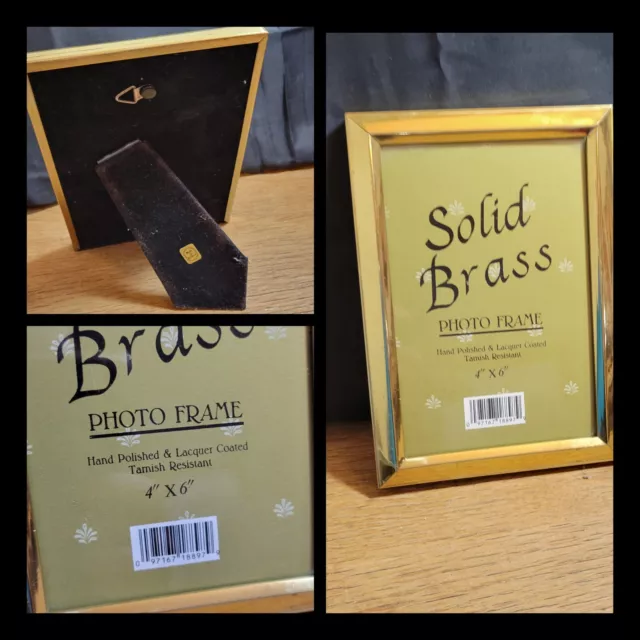 Vintage solid Brass Easel Back or Hang Picture Frame Photo 4 x 6 korea 2a