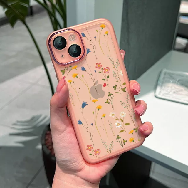 Für iPhone 15 Pro Max 14 13 12 11 Stoßfeste weiche TPU Blume Muster Handy Hülle