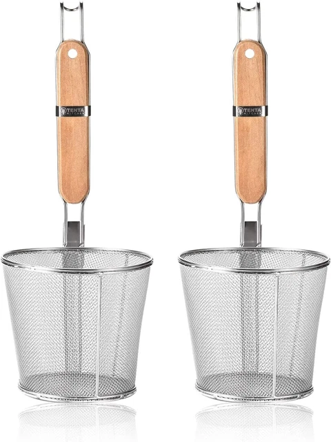 2 piezas coladora de pasta cesta coladora acero inoxidable malla fina cesta coladora de pasta con