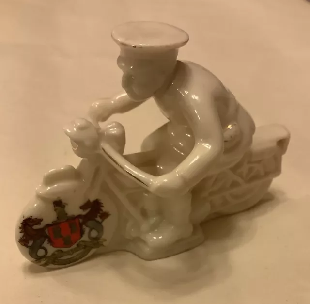 Antique WW1 crested China Dispatch Rider Newcastle Upon Tyne crest