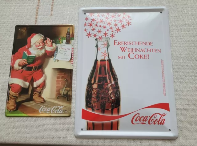 NOSTALGIE!! 2 Blechschilder  "COCA COLA " Weihnachten!