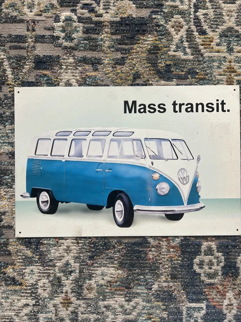 VW Volkswagen Transporter Bus - Mass Transit 1996 Metal Tin Wall Sign 16"X10.5"