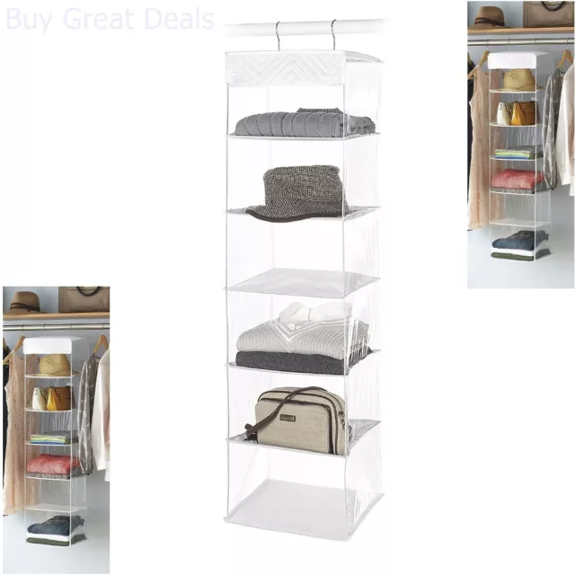 Closet Organizer Clothes Storage Shelves Hanging Sweater Accessory Shelf Clear