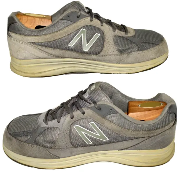 NEW BALANCE Men's size 12 Extra Wide Grey Suede & Nylon Walking Shoes~# ...