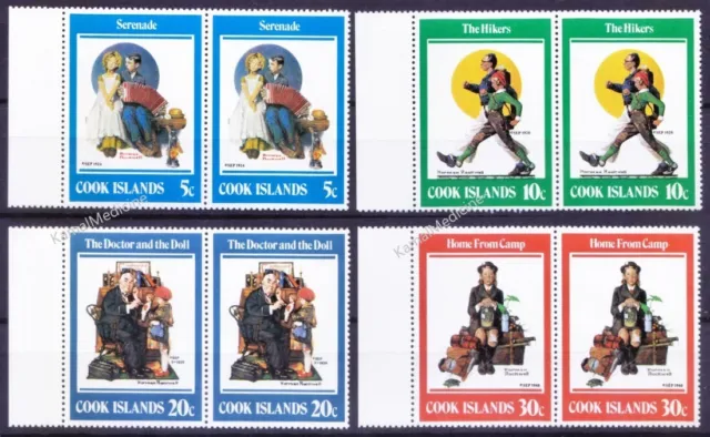 Cook Islands 1982 MNH 4v pair, painter Norman Rockwell, Doctor, Doll, Music