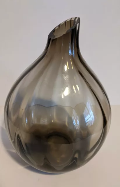 Mikasa Art Glass Ribbed Handblown Round Vase 10-1/2”T 2