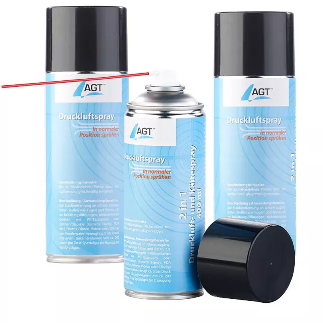 AGT 3er-Set 2in1-Druckluft- und Kältespray bis -40 °C, 400 ml, brennbar