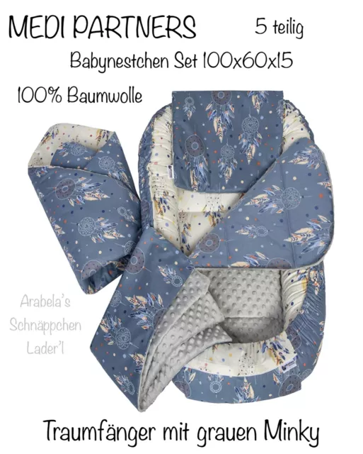 MEDI PARTNERS 5 teilig Babynestchen Set Babynest 100x60x15 cm