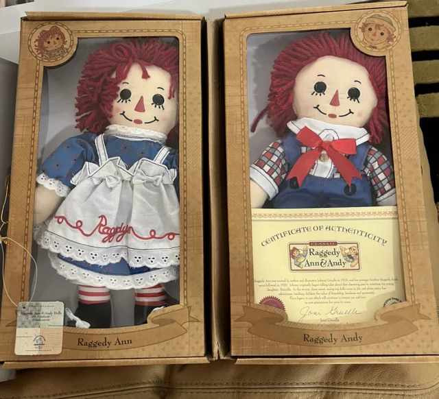 Raggedy Ann & Andy Dolls with Certificate Of Authenticity, NEW in Box