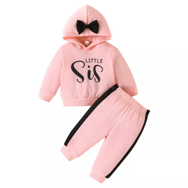 Kids Infant Toddler Tracksuits Hooded Tops + Pants Girls 2PCS Casual Outfits Set