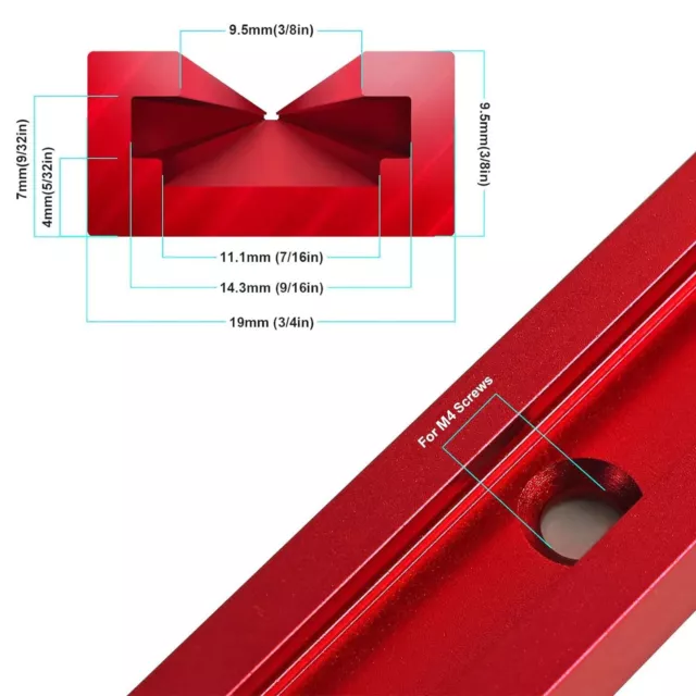 4pcs Red 48'' Double Cut Profile T Tracks With Screws Predrilled Mounting Hole 2