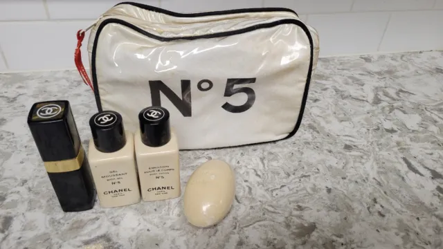 Vintage Chanel No 5 Spray Perfume Black Lipstick Style Lotion Soap Bath Gel Case