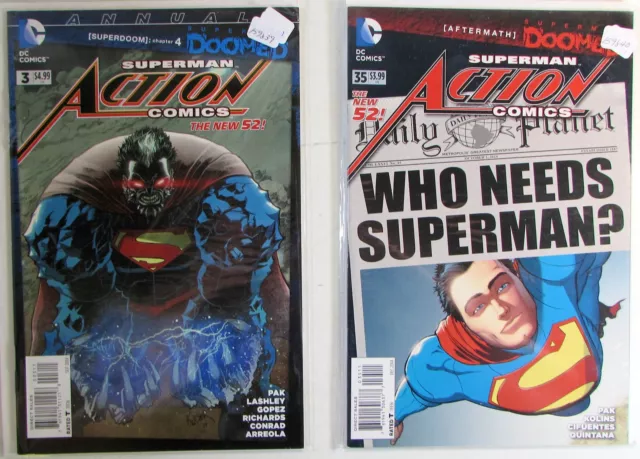Action Lot of 2 #35,Annual 3 DC (2014) 2nd Series Doomed 1st Print Comics