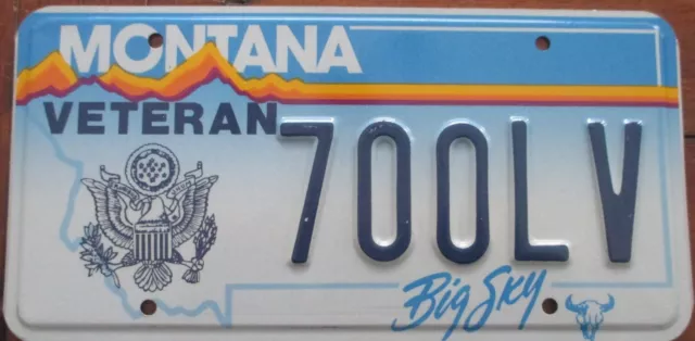 Montana Veteran License Plate # 700Lv  Mint Condition