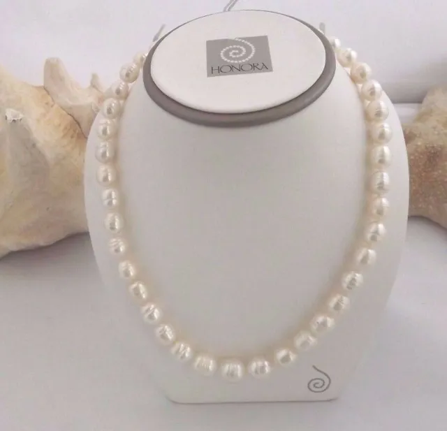 Fun New Honora 8.5 -11Mm  Barrel Ringed Pearl Necklace 18 "  White