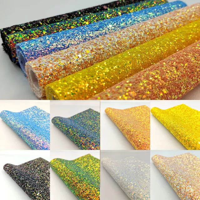 Chunky Glitter Hologram iridescent Faux Leather Vinyl Fabric Earring Bow Making