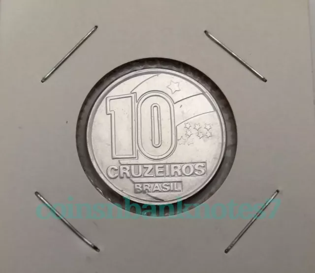 1991 Brazil 10 Cruzeiros Coin, KM619.2 Uncirculated / 3