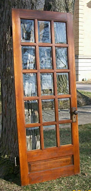 Antique Beveled Glass Door, 15 Panes, Ca. 1900, Beautiful & No damage!