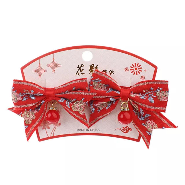 Chinese Style Red Bow Hair Accessories New Year Hair Clip Children'S Hairpin