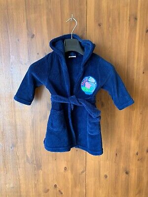 VGC - PEPPA PIG DRESSING GOWN Navy Blue George Boys 1-2 Years / 12-18 Months