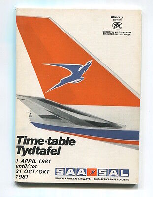 South African Airways Saa Airline Timetable Summer 1981 Sal Route Map