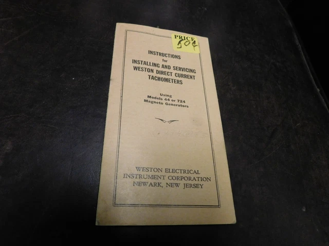 Weston Electrical Instrument Magazine Servicing Tachometers 44 724