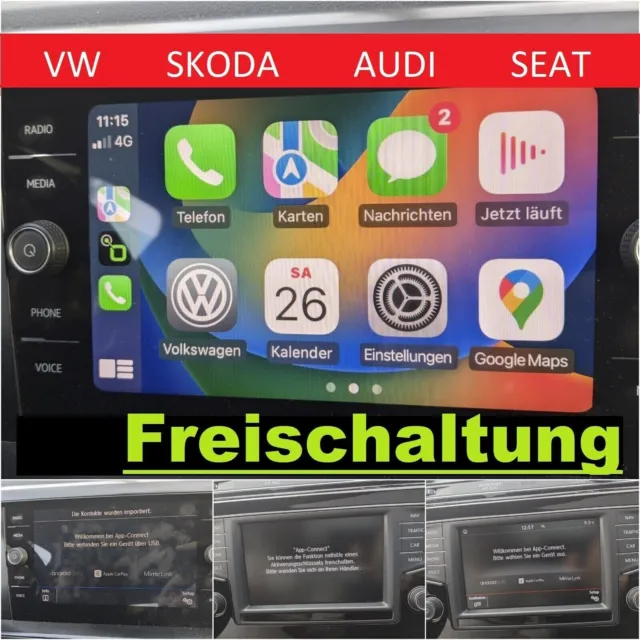 Freischaltung VW Audi Seat Skoda Android,Apple Carplay,App Co. NAVI update uvm.