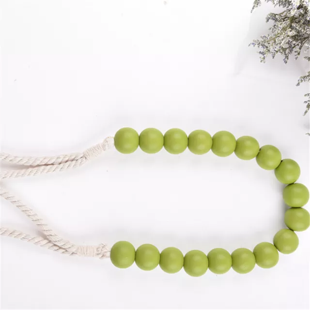 1 Pair Curtain Tiebacks Braided Rope Wood Beads Ornaments Drapery Holdbacks 80cm
