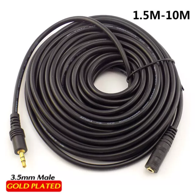 3.5mm AUX Audio iPod MP3 Headphone Stereo Extension Cable Male To Female Cord