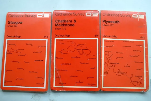 VINTAGE 1960s/70s OS ORDNANCE SURVEY ONE INCH SCALE GB MAPS JOB LOT-YOU CHOOSE