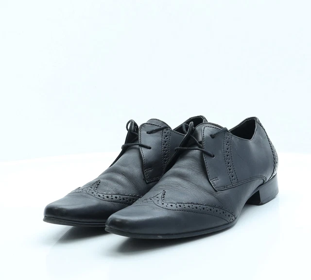 Abito Blazer da uomo nero in finta pelle brogue UK 9 EU