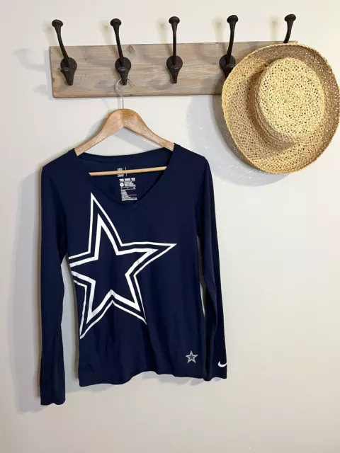 Nike NFL Apparel Dallas Cowboys V Neck Top Shirt Ladies Small Navy BLue Star