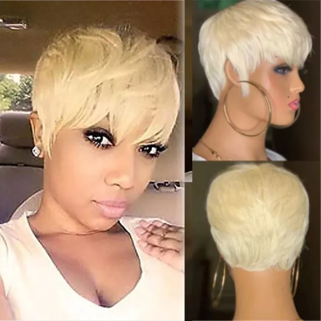 Pixie Schnitt Schwarze Bob Haare Synthetische Perücken mit Pony  Weiblich