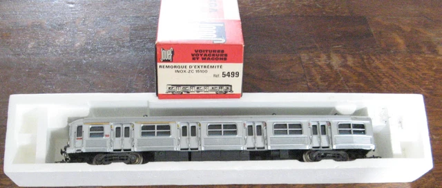 Jouef train Ho 5499 Voiture voyageurs inox fin de convoi en B.O. + voiture inter