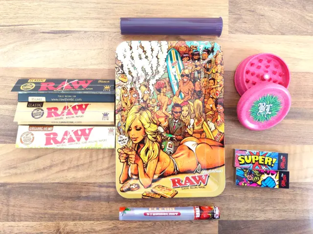 Raw Girl rolling tray Roach Tips Gift Set Pack Bundle