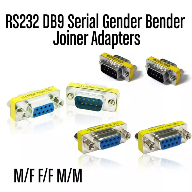 RS232 DB9 Serial Gender Bender Joiner Male Female Adapters for Computer AU OZ