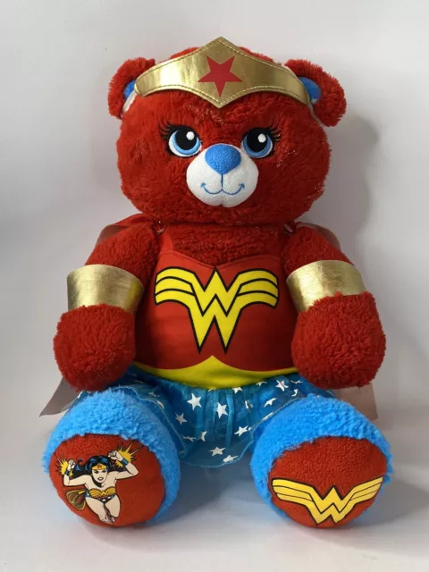 Build A Bear BAB DC Wonder Woman With Outfit HTF Teddy Red