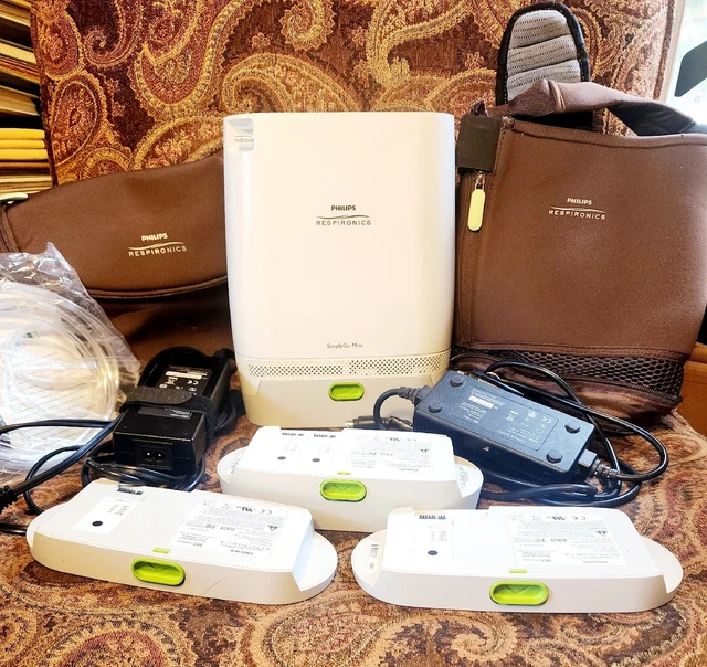 USED Philips Respironics SimplyGo Mini BIG Bundle Batteries, Chargers, Carrier