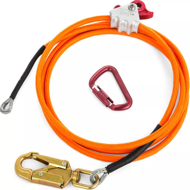 VEVOR Steel Core Lanyard Kit Safety Flipline 1/2"x8' Swivel Snap Arborist Orange