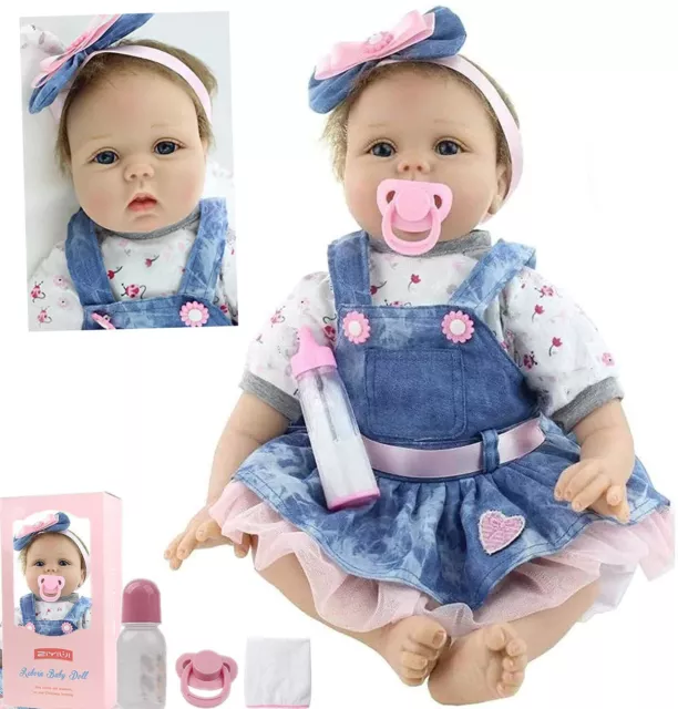 22" Handmade Reborn Baby Dolls Vinyl Silicone Soft Realistic Newborn Xmas Gifts