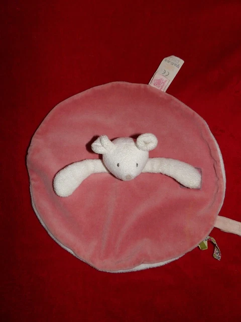Doudou Plat Rond Souris Rose Capucine et Myrtille  MOULIN ROTY