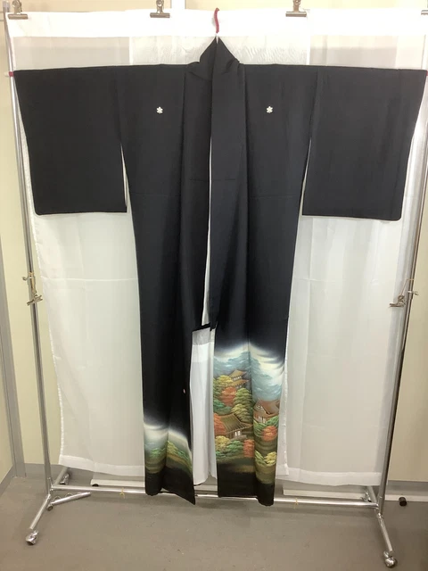 Japanese Vintage Kimono Tomesode SILK Family crest expensive Height 64.56inch