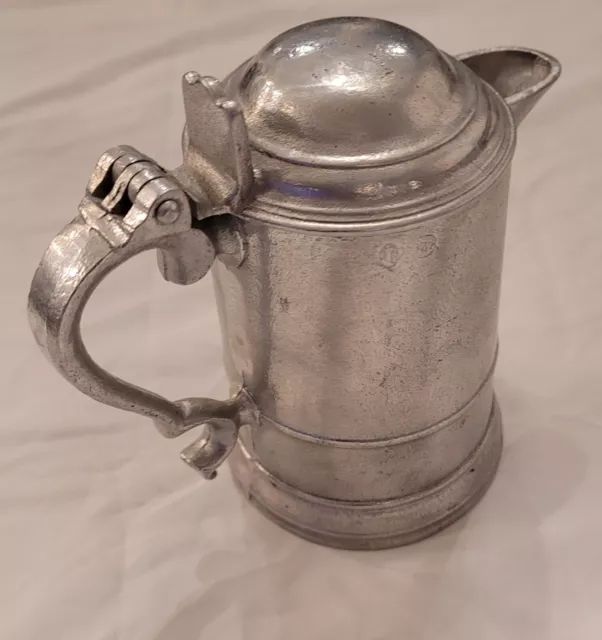 Vintage Pewter Creamer Pitcher With Lid Visible Wilton Mark 6.25 Inches Tall